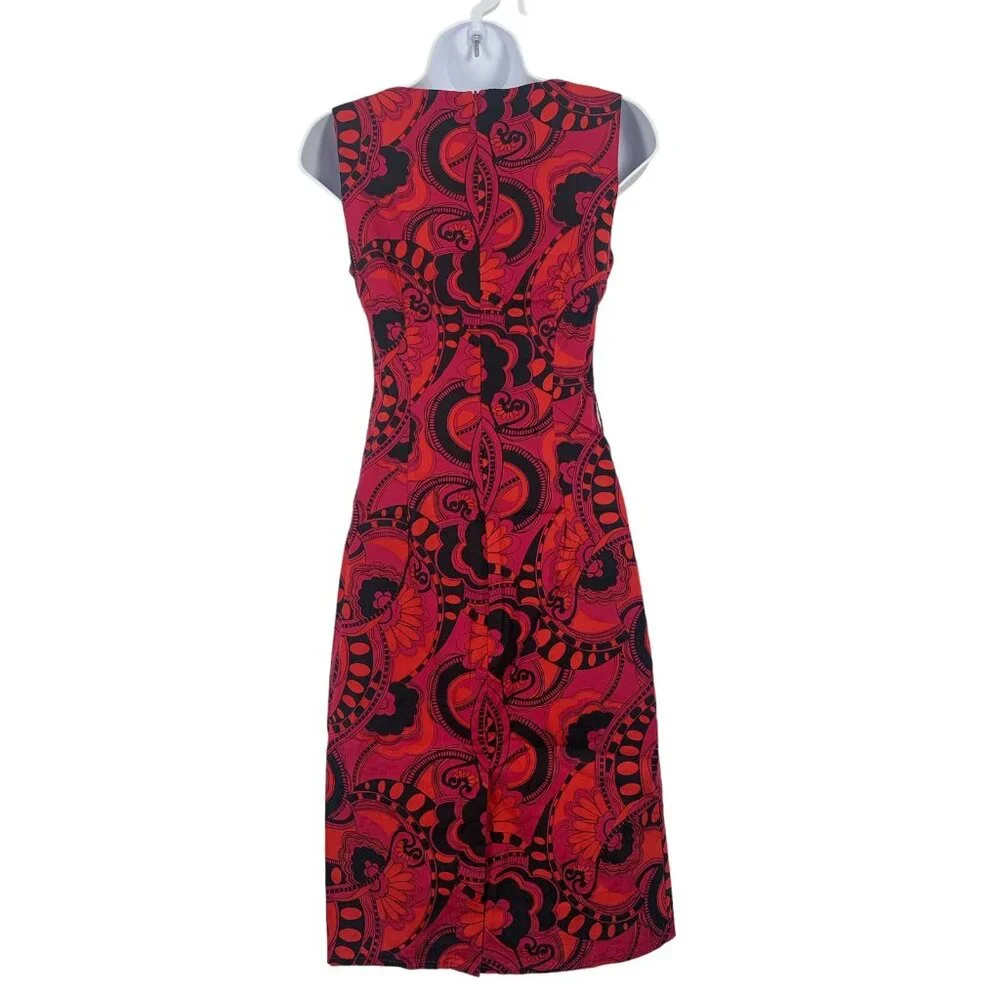 H&M Junior Red & Black Printed Sleeveless Boat Neck Sheath Dress Size 4 Small - Picture 5 of 11